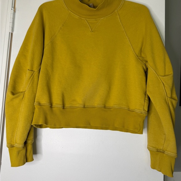 FREE PEOPLE MOVEMENT Mustard Yellow Cropped Sweatshirt - Picture 1 of 7